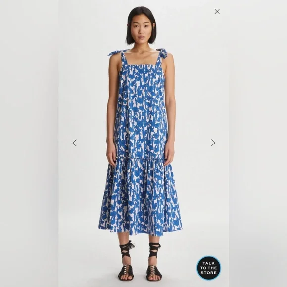 Tory Burch DROP WAIST TIE-SHOULDER DRESS - Picture 1 of 5